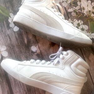Women's Puma White Gold High Top Sneakers US 8.5